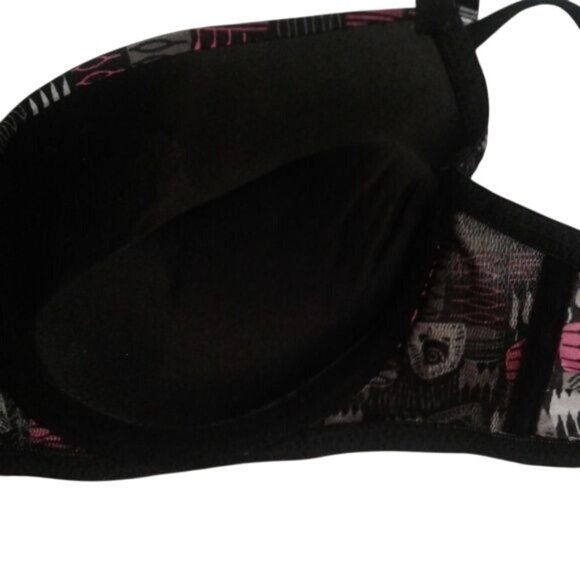 Pure Intimates 34C Bra Padded Push Up Adjustable Straps Black Gray Pink Zipper - Picture 6 of 6